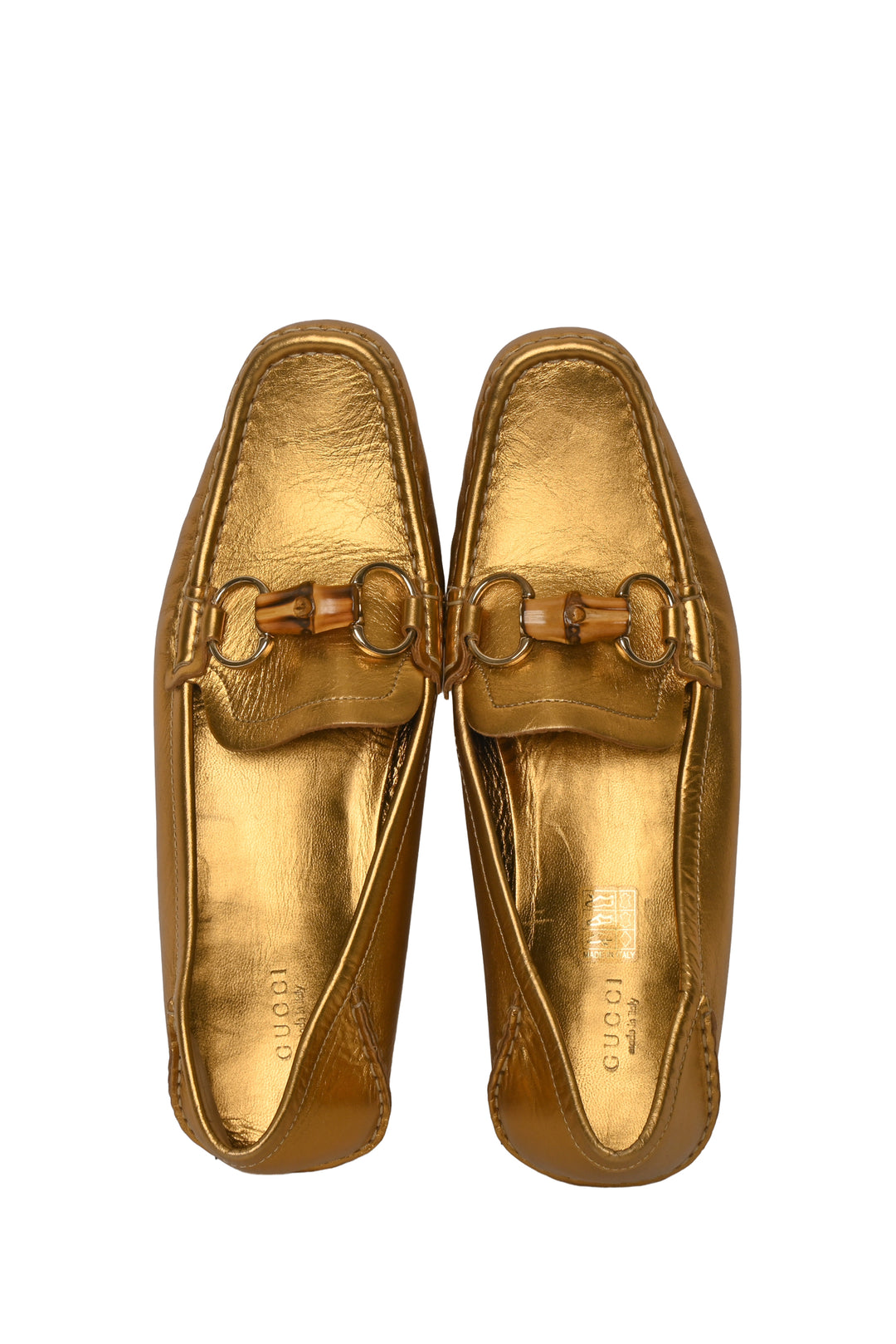 Gucci Size 9.5 Metallic Driving Loafers