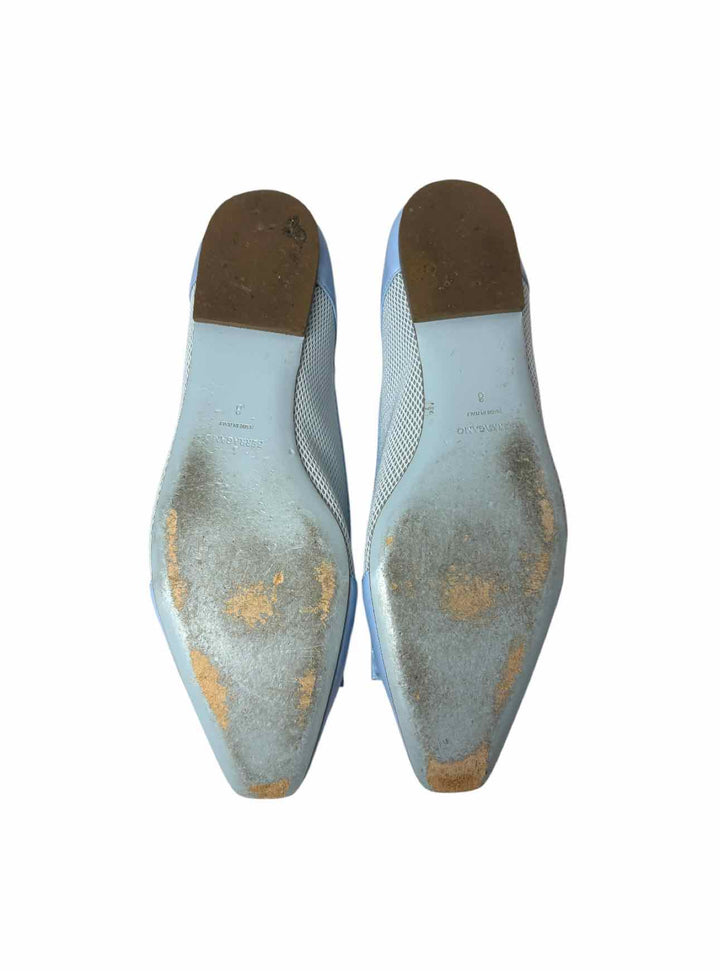 Ferragamo Size 8 Varina Sun Mesh & Leather Flats
