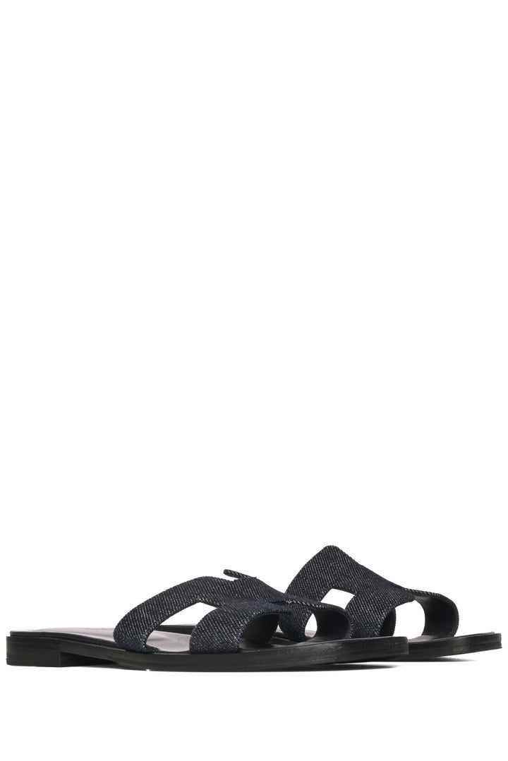 Hermes Size 38 Denim Oran Sandals