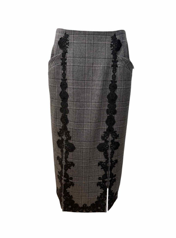 Jonathan Simkhai Size 8 Plaid Embroidered Pencil Skirt