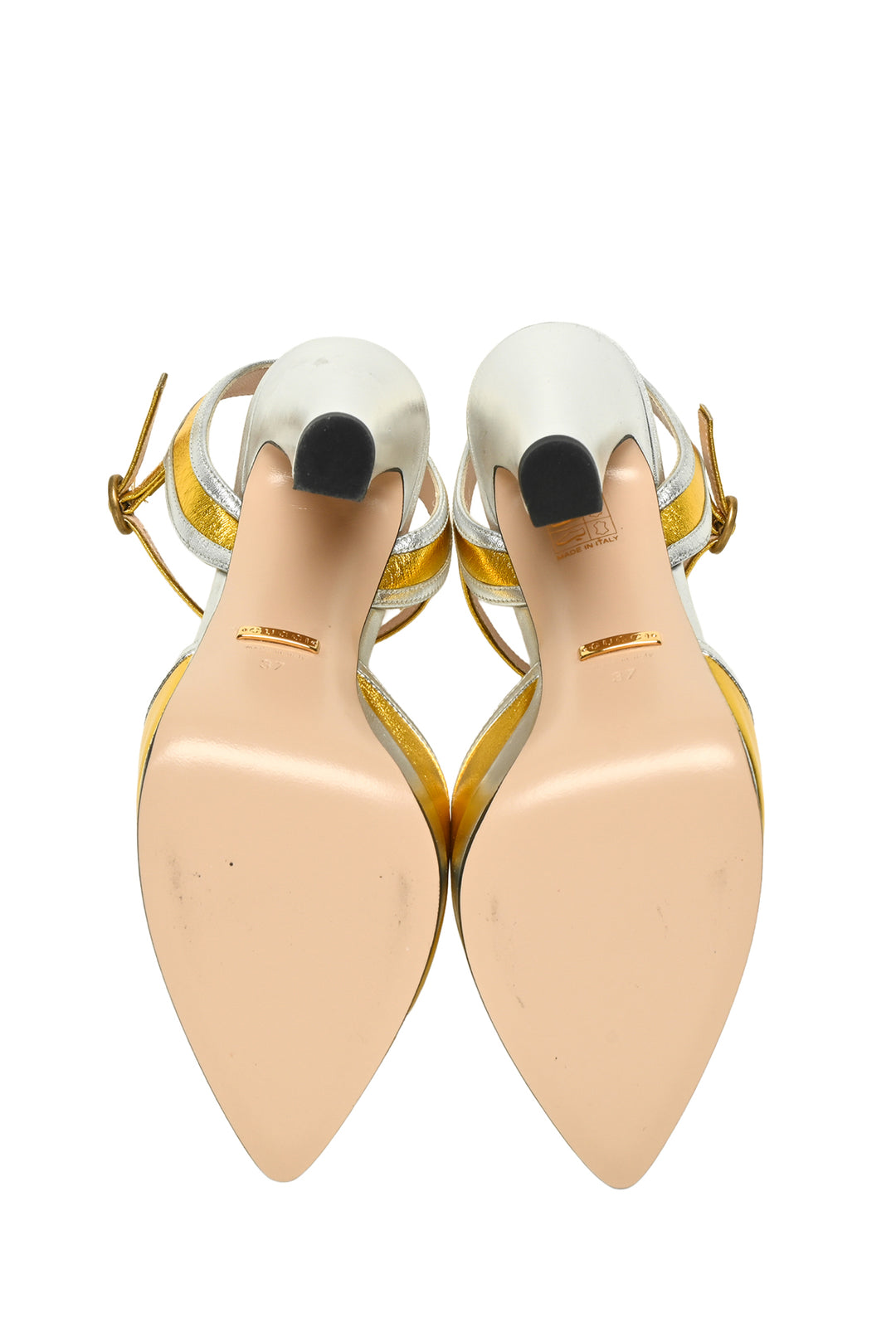 Gucci Size 37 Metallic Bow Platform Pumps