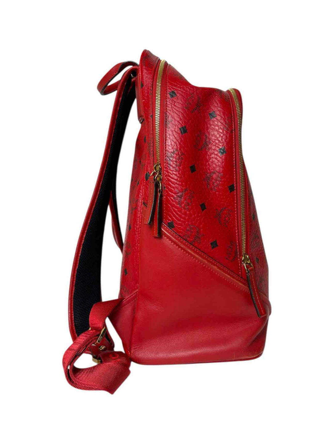 MCM Red Logo Leather BackPack