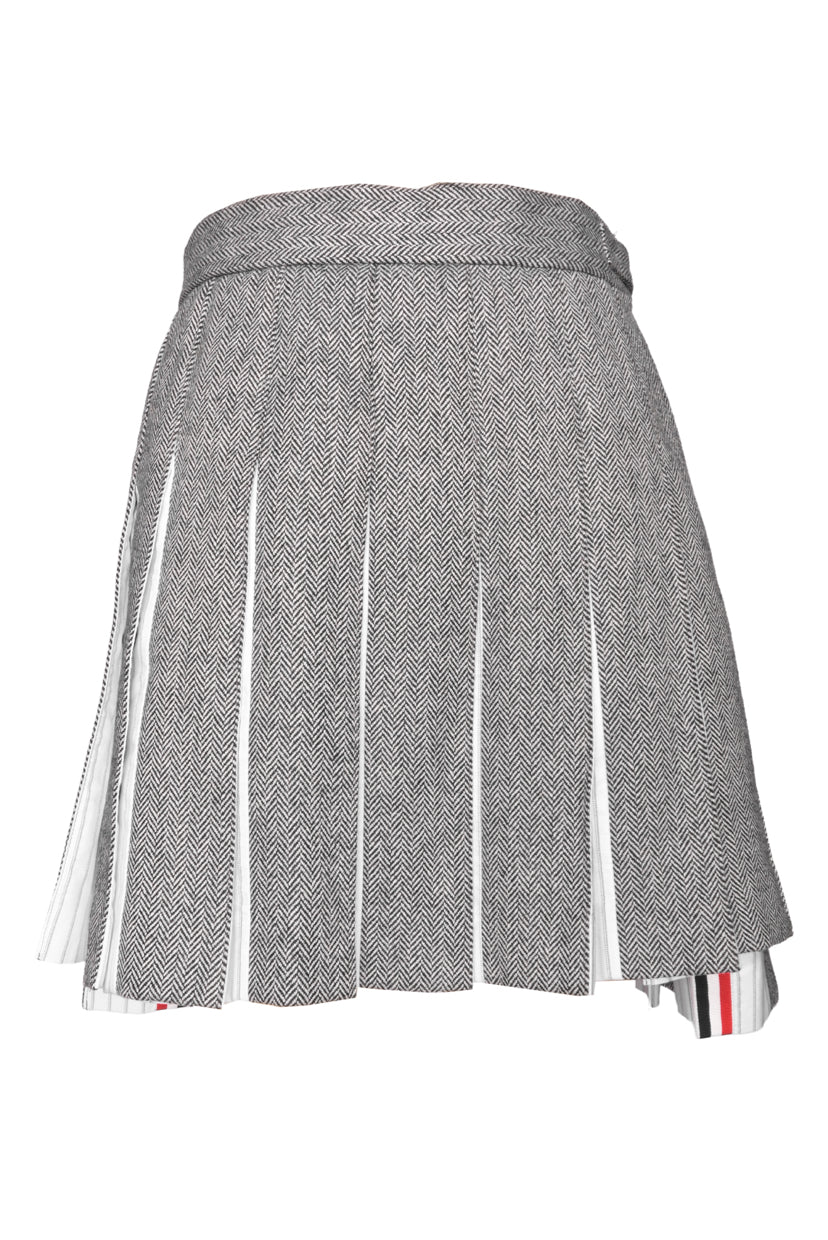Thom Browne Size 38 Pleated Herringbone Mini Skirt