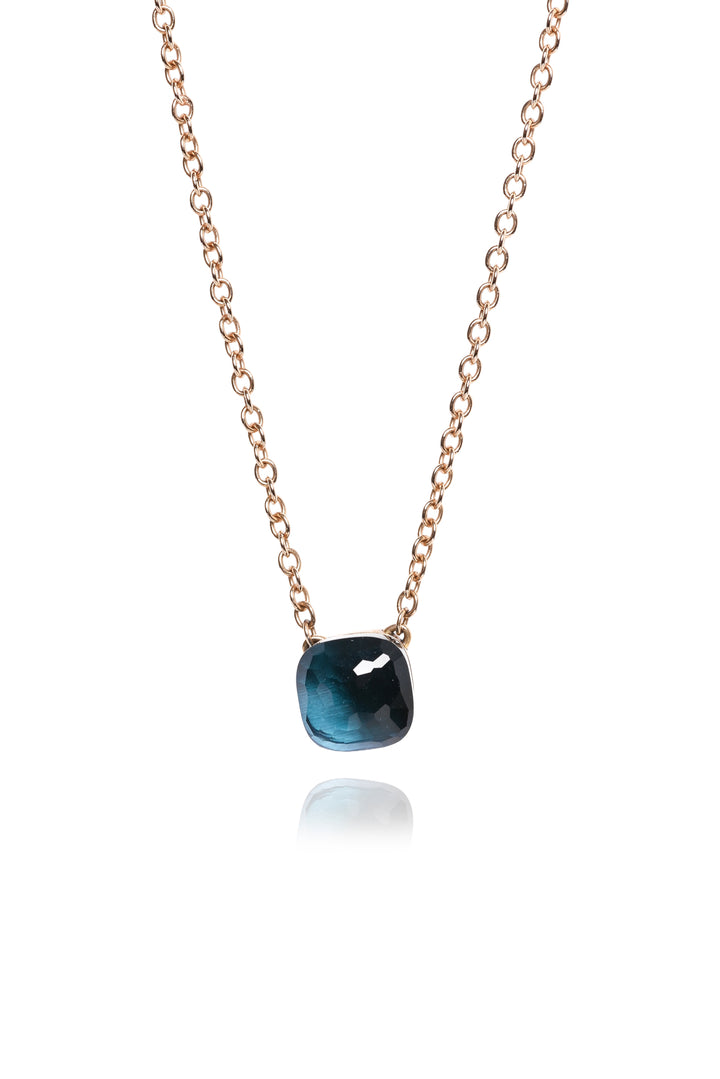 Pomellato 18K Rose Gold & Blue Topaz Nudo Petit Necklace