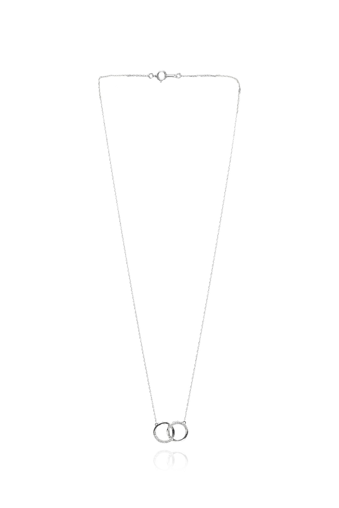 Peoples 10K White Gold & Diamonds Interlocking Circles Necklace