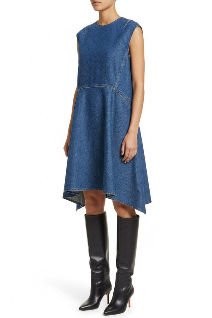 Balenciaga Size 40 Asymmetrical Hem Denim Dress