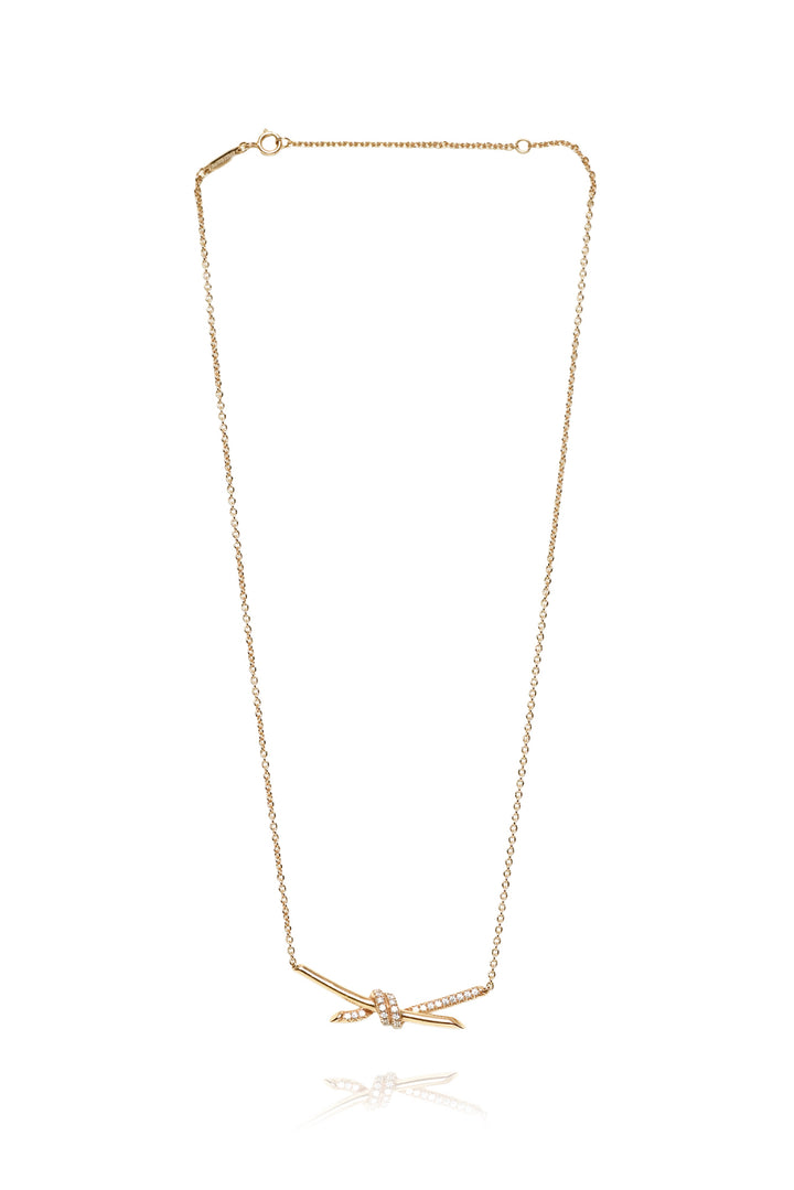 Tiffany & Co 18K Yellow Gold Tiffany Knot Diamond Necklace