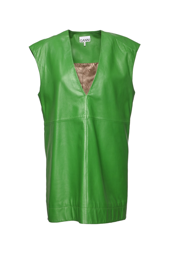 Ganni Size 36 Lamb Leather Sleevesless Dress