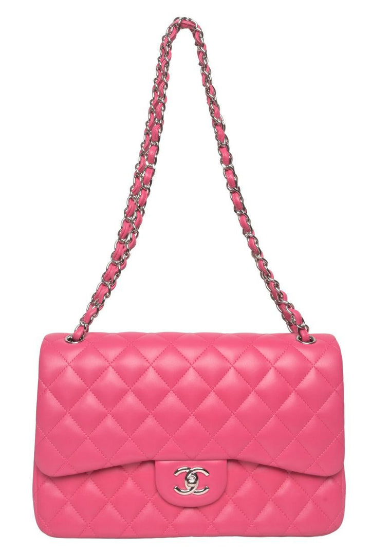 Chanel 2014 Quilted Lambskin Jumbo Double Flap Shoulder Bag
