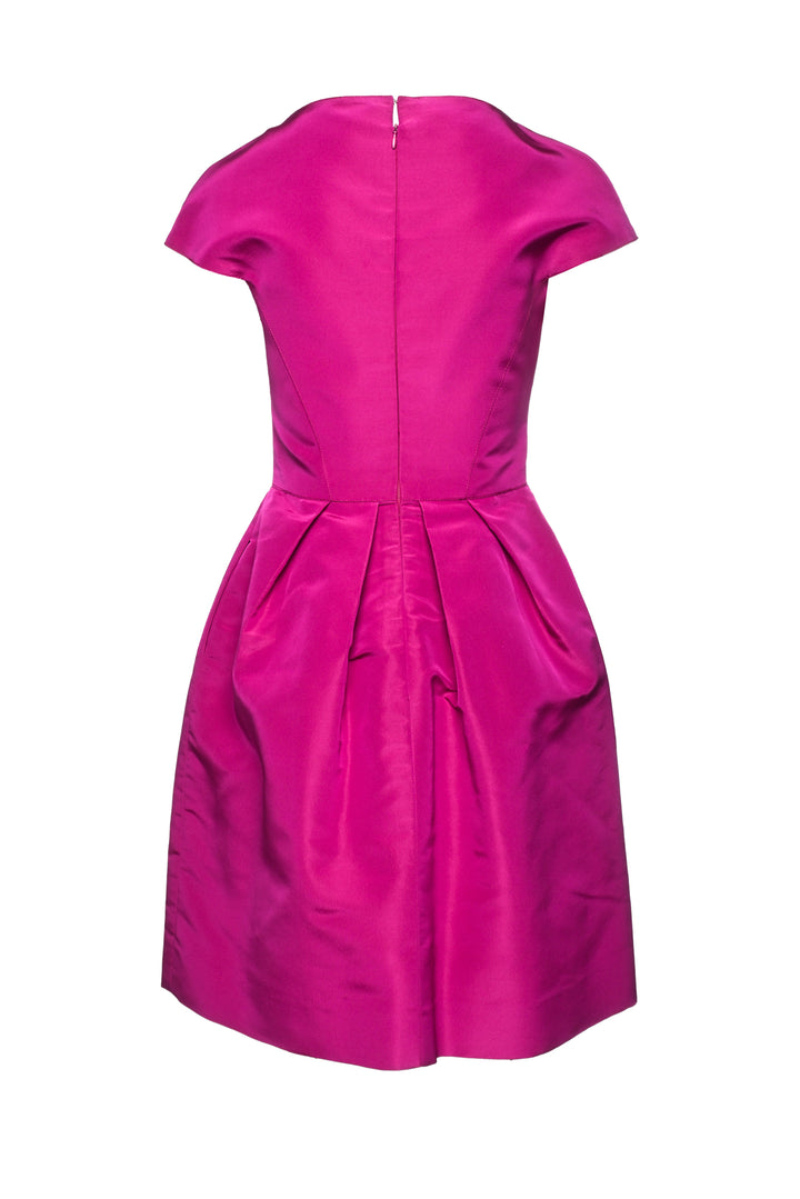 Oscar De La Renta Size 4 Wide Collar V-Neck Midi Dress