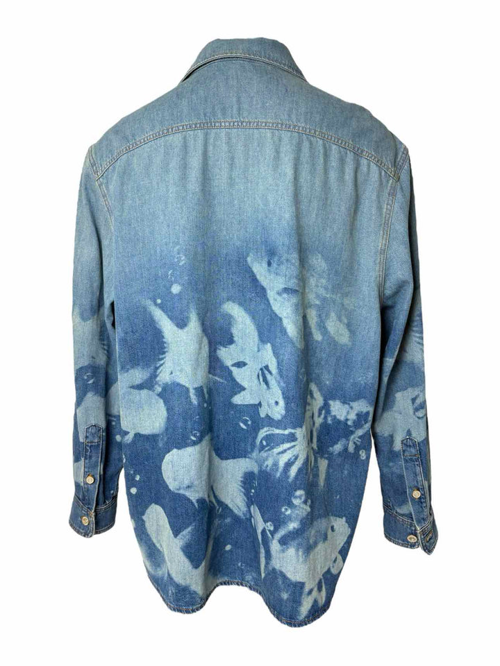 Loewe X Paula's Ibiza Fish Pattern Denim Size 54 Men's Shirt Long Sleeve