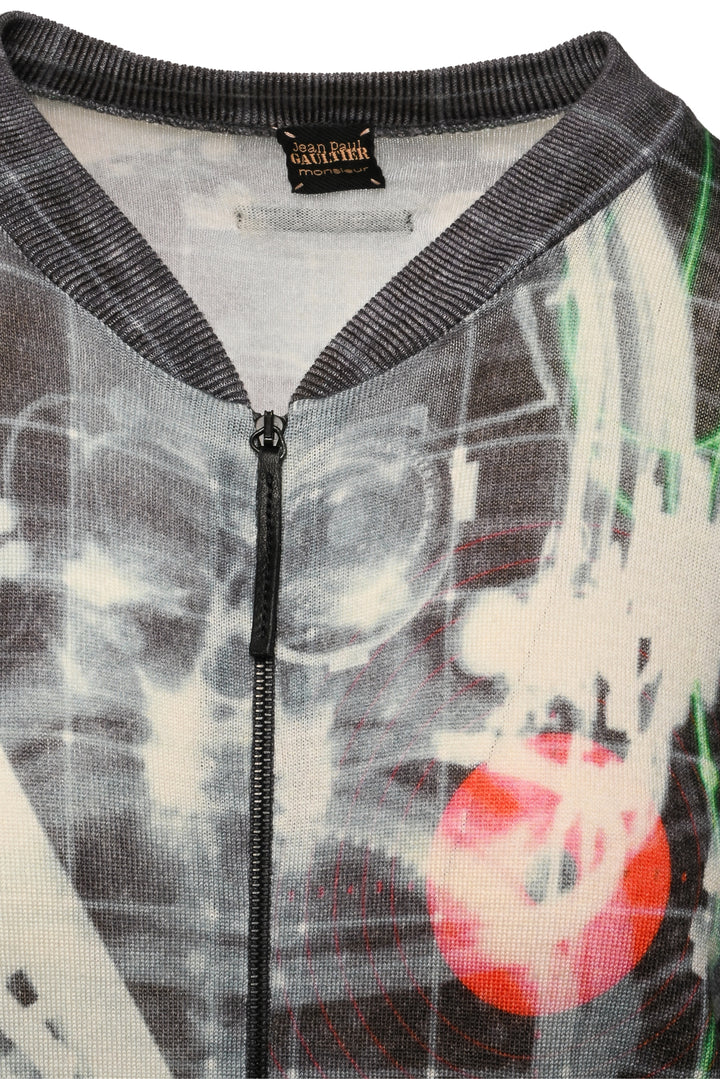 Jean Paul Gaultier Monsieur Size M X-Ray Graphic Print Zip Cardigan