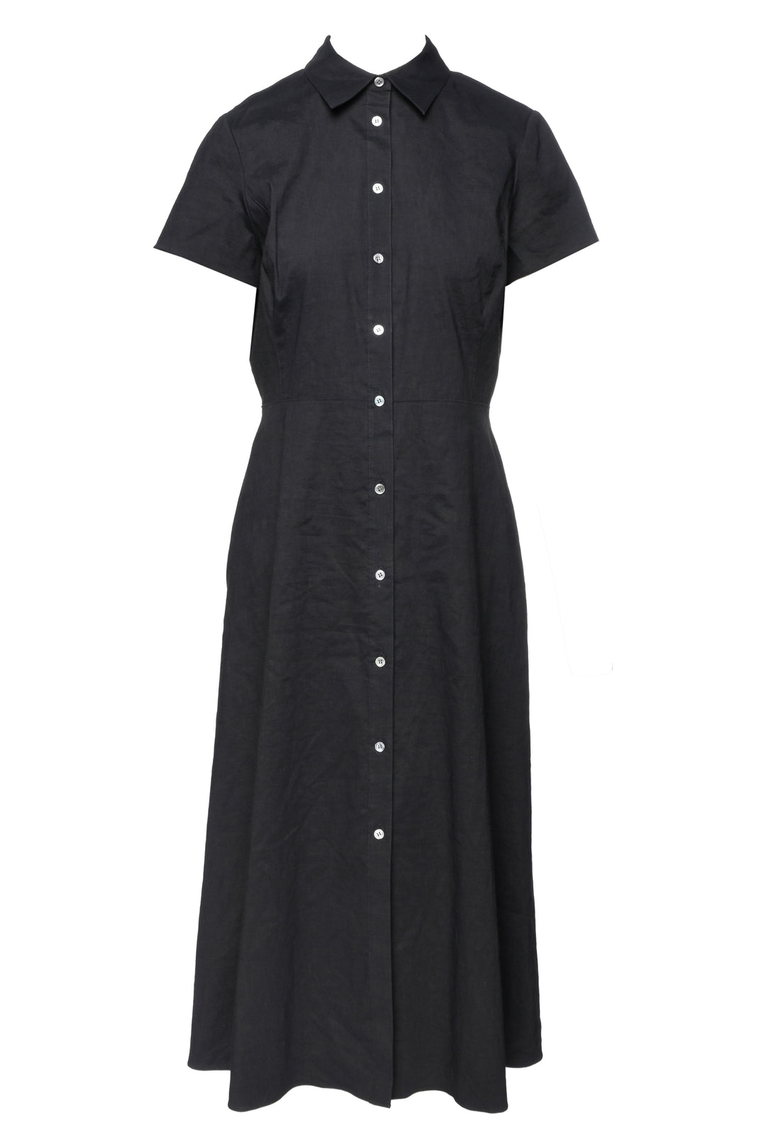Theory Size 12 Linen-Blend Midi Shirt Dress