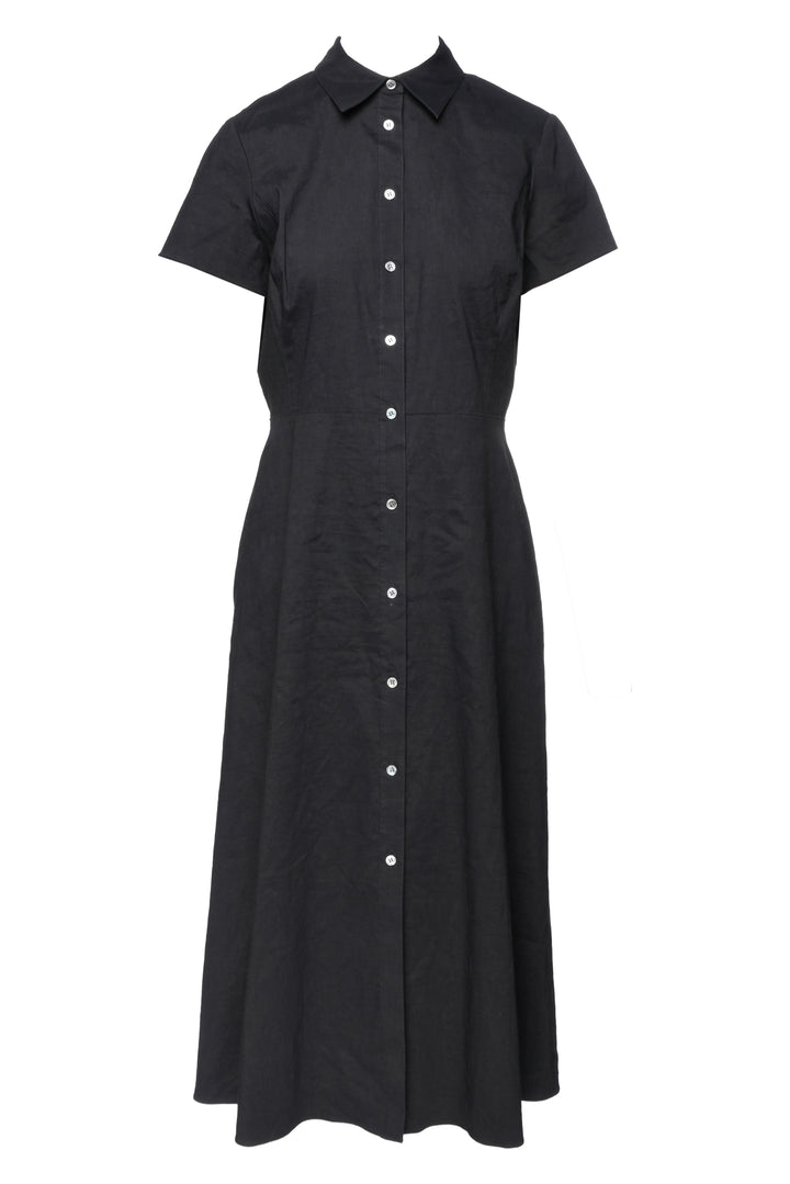Theory Size 12 Linen-Blend Midi Shirt Dress