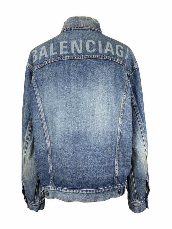 Balenciaga Size 34 Oversized Logo Denim Jacket