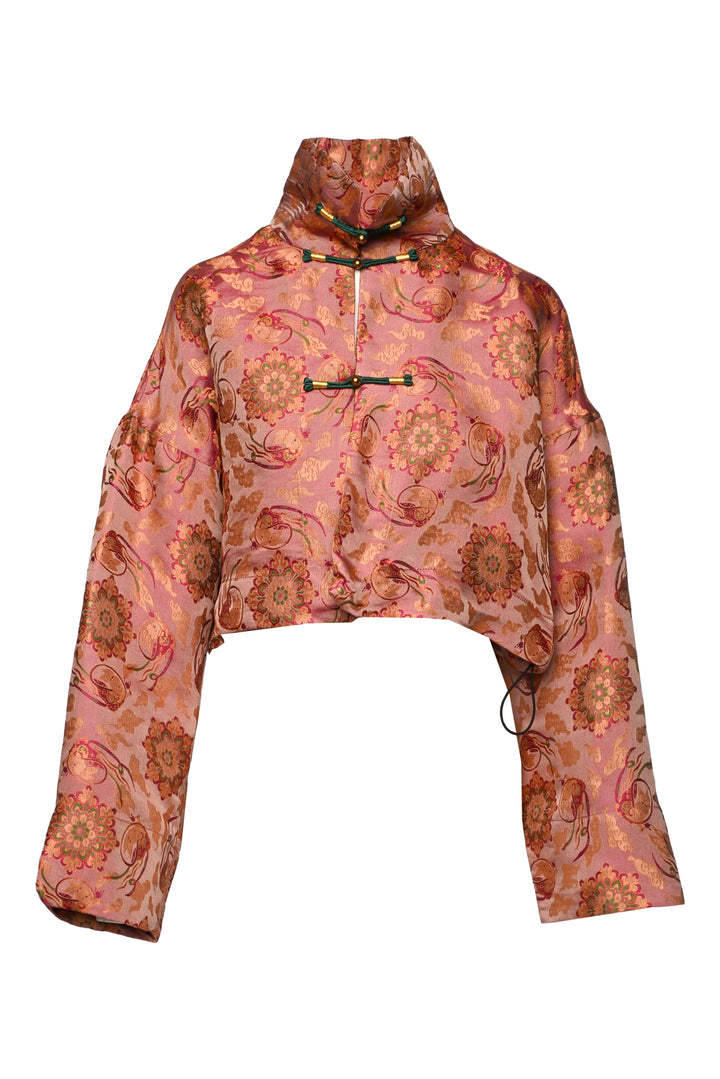 Da Luna Size L Pink Mulberry Silk Cropped Jacket