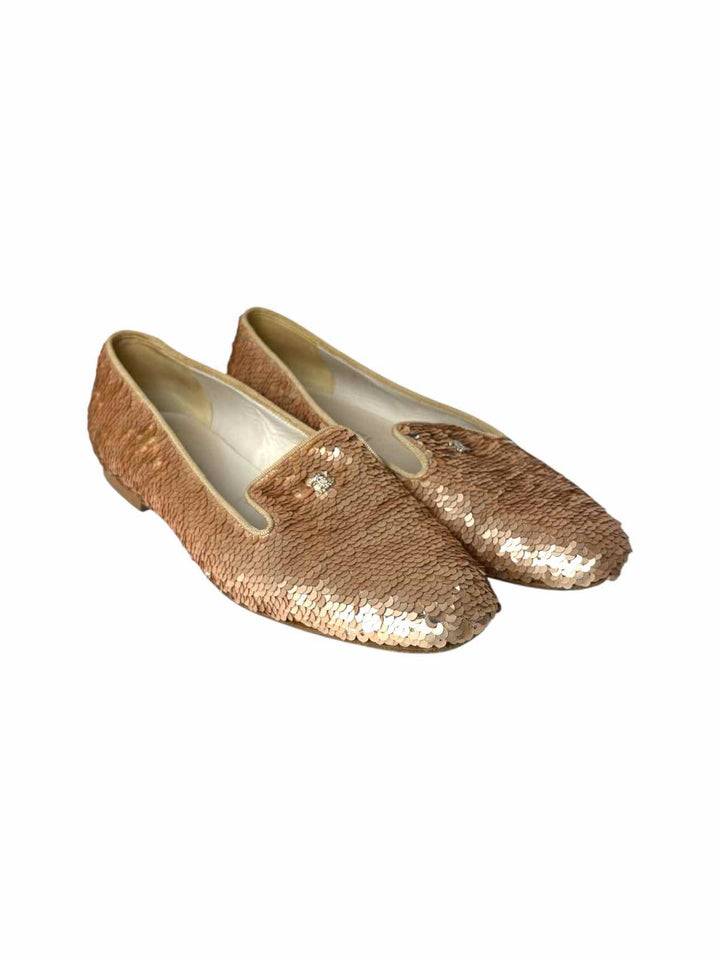 Chanel Sequin Logo  Size 37 Loafers