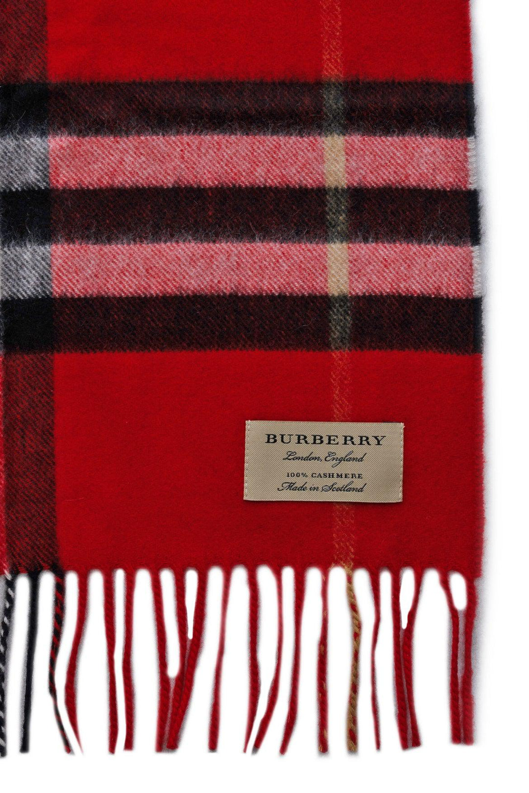 Burberry Cashmere Fringe Check Scarf