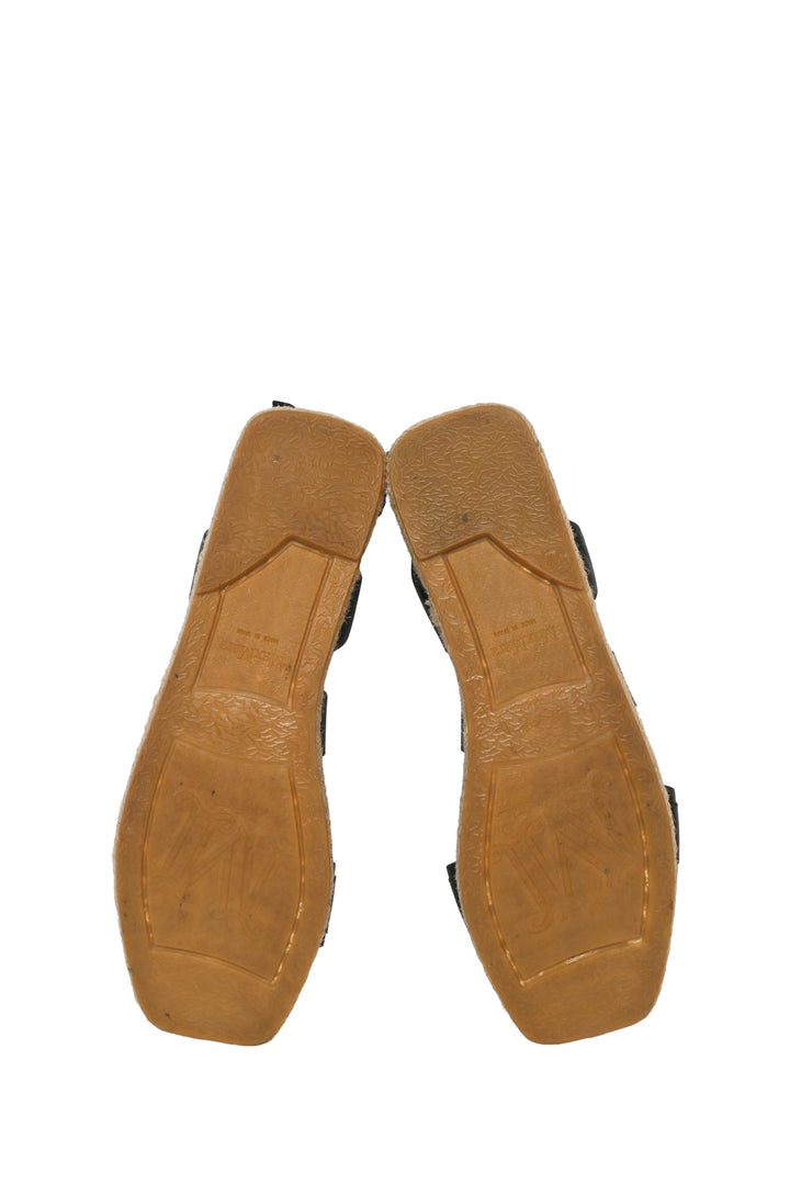 Maxmara Size 39 Elide 2 Lace-Up Calfskin Espadrille Flat Sandals