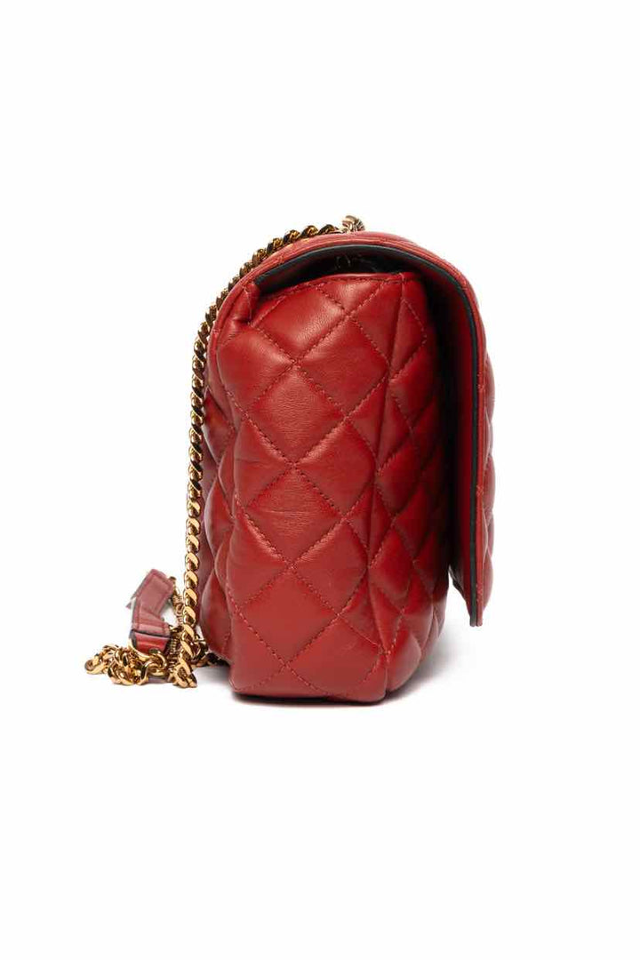 Versace Red Quilted Leather Shoulder Bag