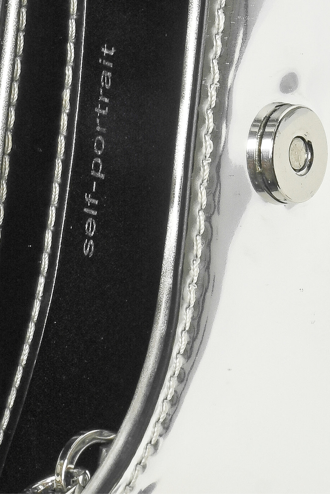 Self Portrait Silver Curved Bow Micro Shoulder Bag