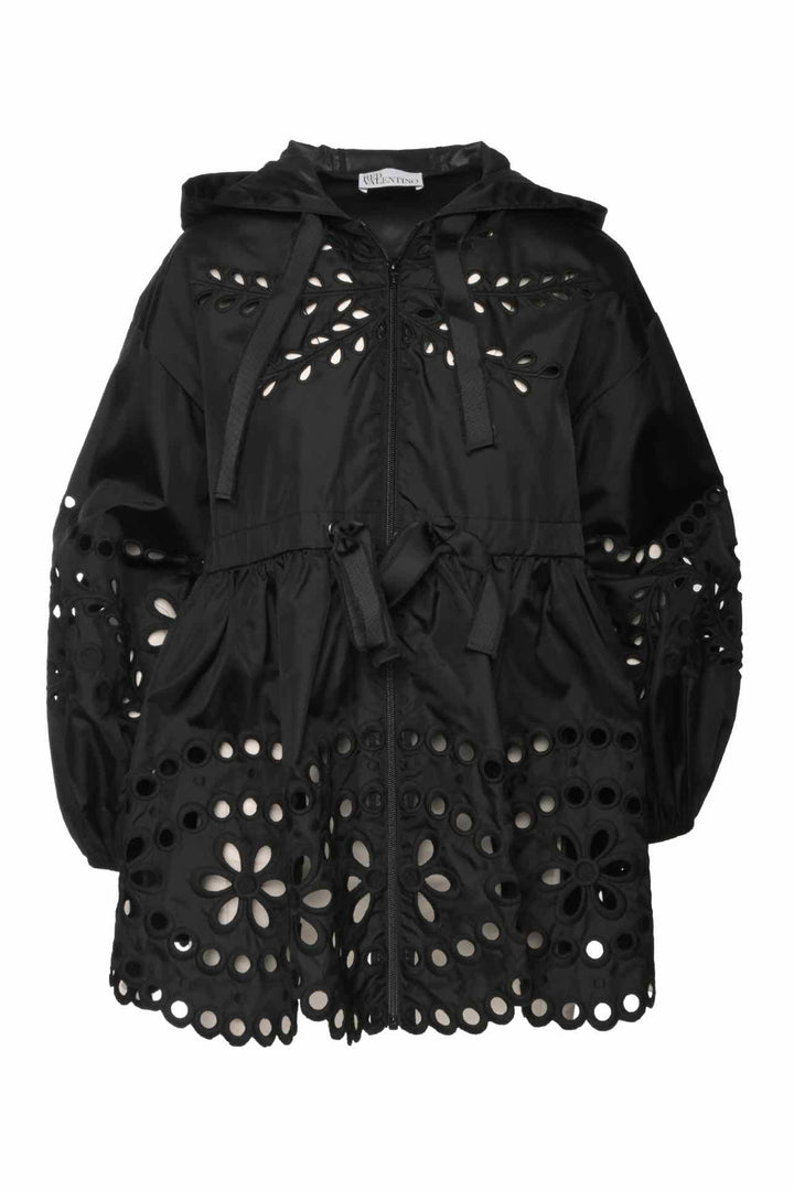 Red Valentino Size 2 Eyelet Nylon Belted Jacket