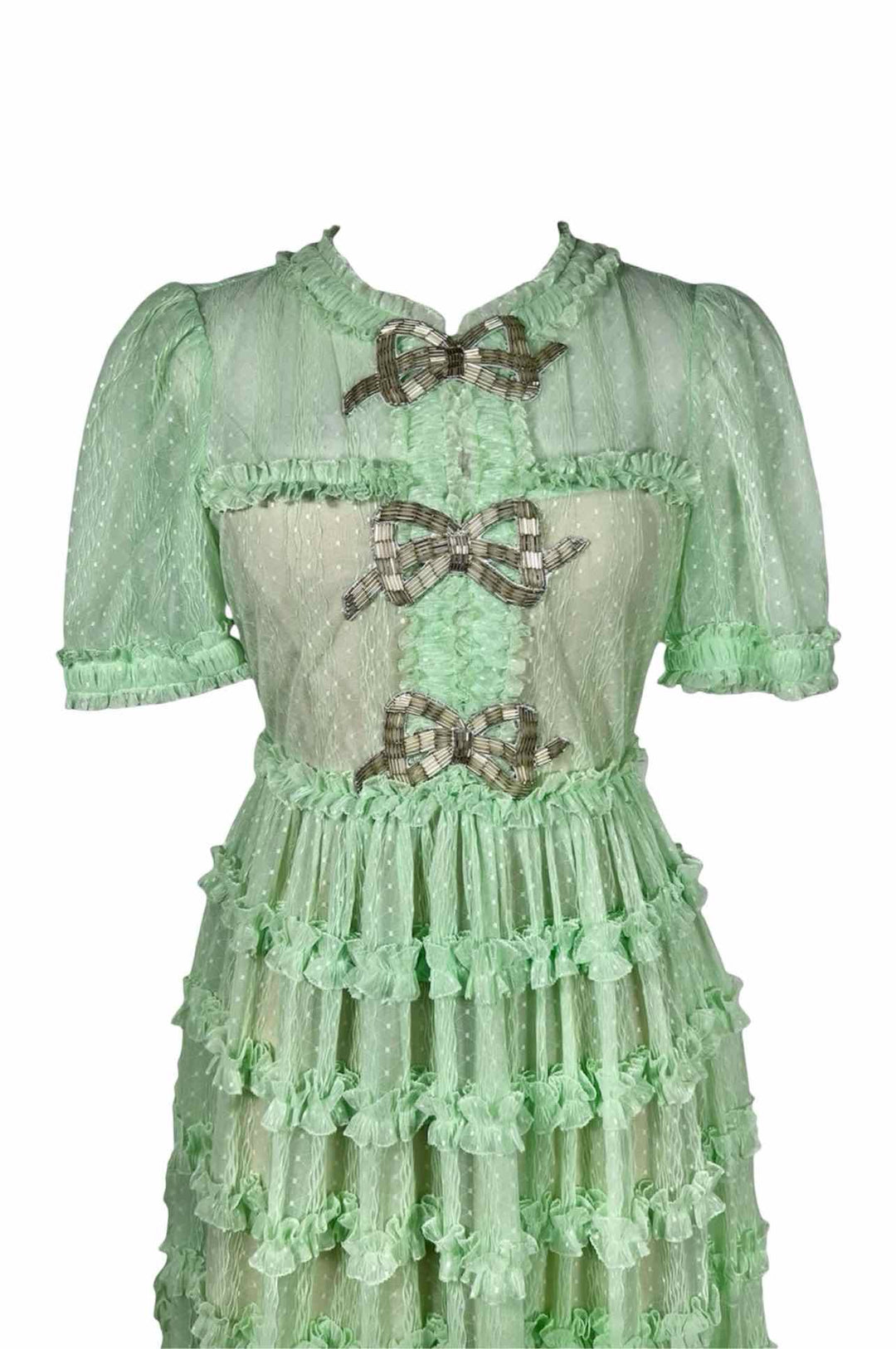 SALONI Size 2 Camille Bow-Embellished Tulle Midi Dress