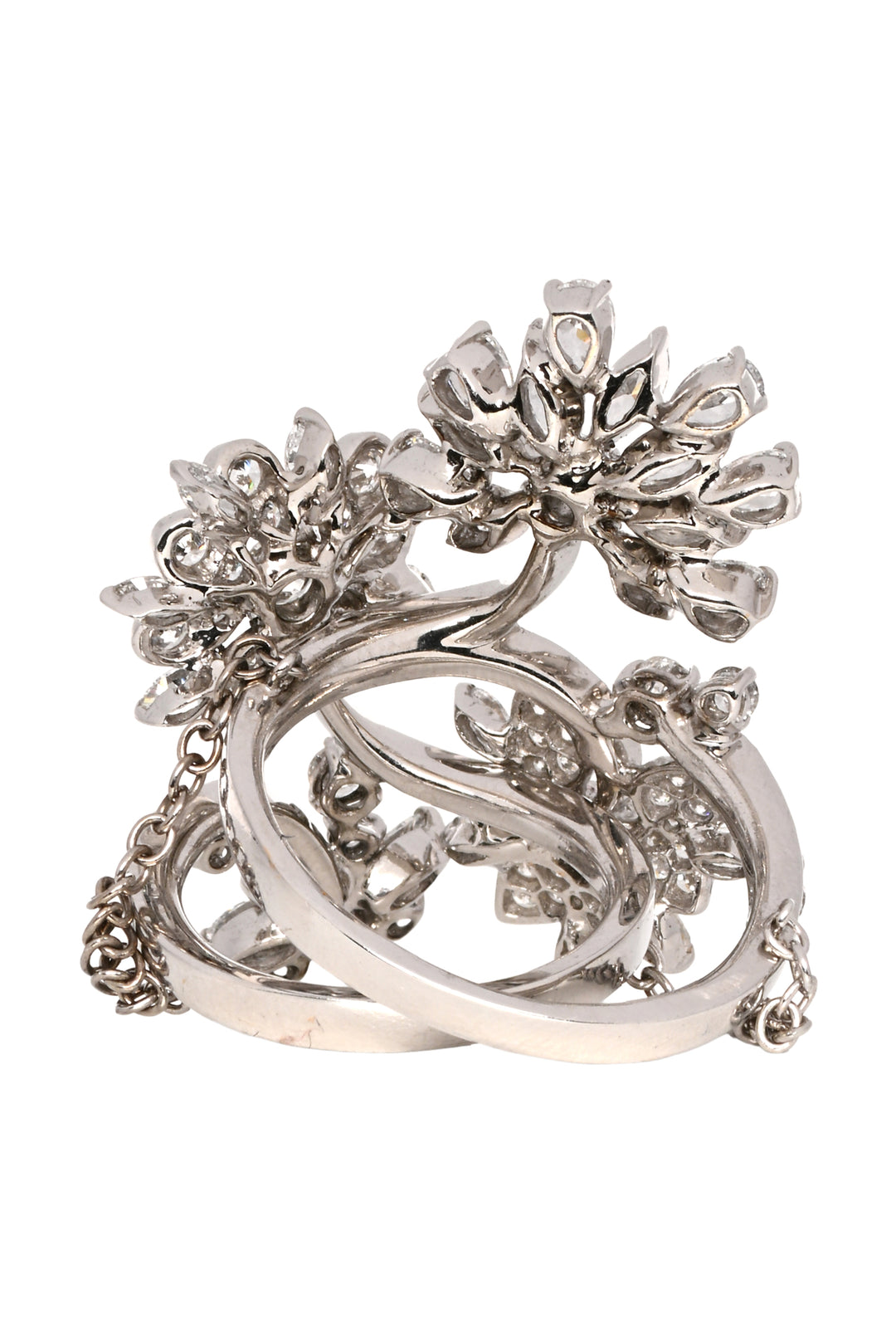 18K White Gold Floral Multi-Diamond Ring Set