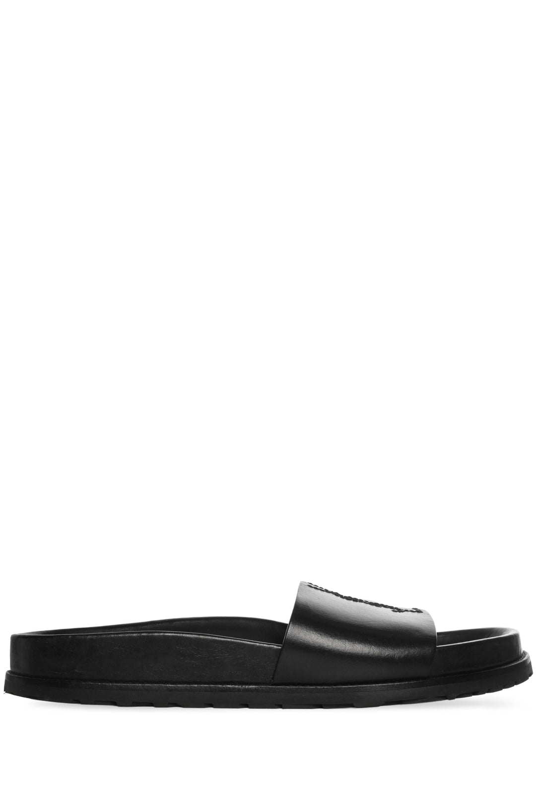 Saint Laurent Size 36.5 Embroidered Logo Leather Slides