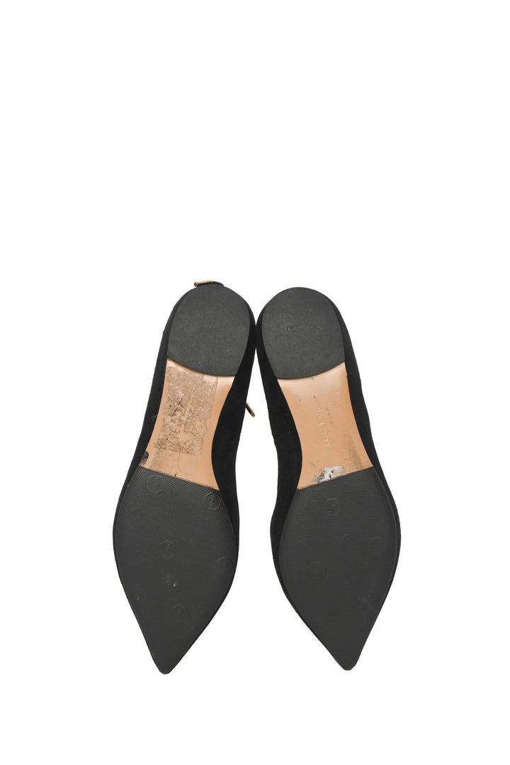 Salvatore Ferragamo Size 7.5 Patent Bow Suede Lace Up Pointed Flats