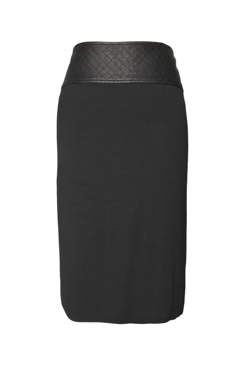 St. John Size 12 Leather Trimmed Skirt