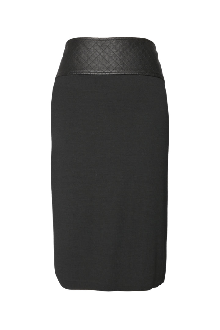 St. John Size 12 Leather Trimmed Skirt