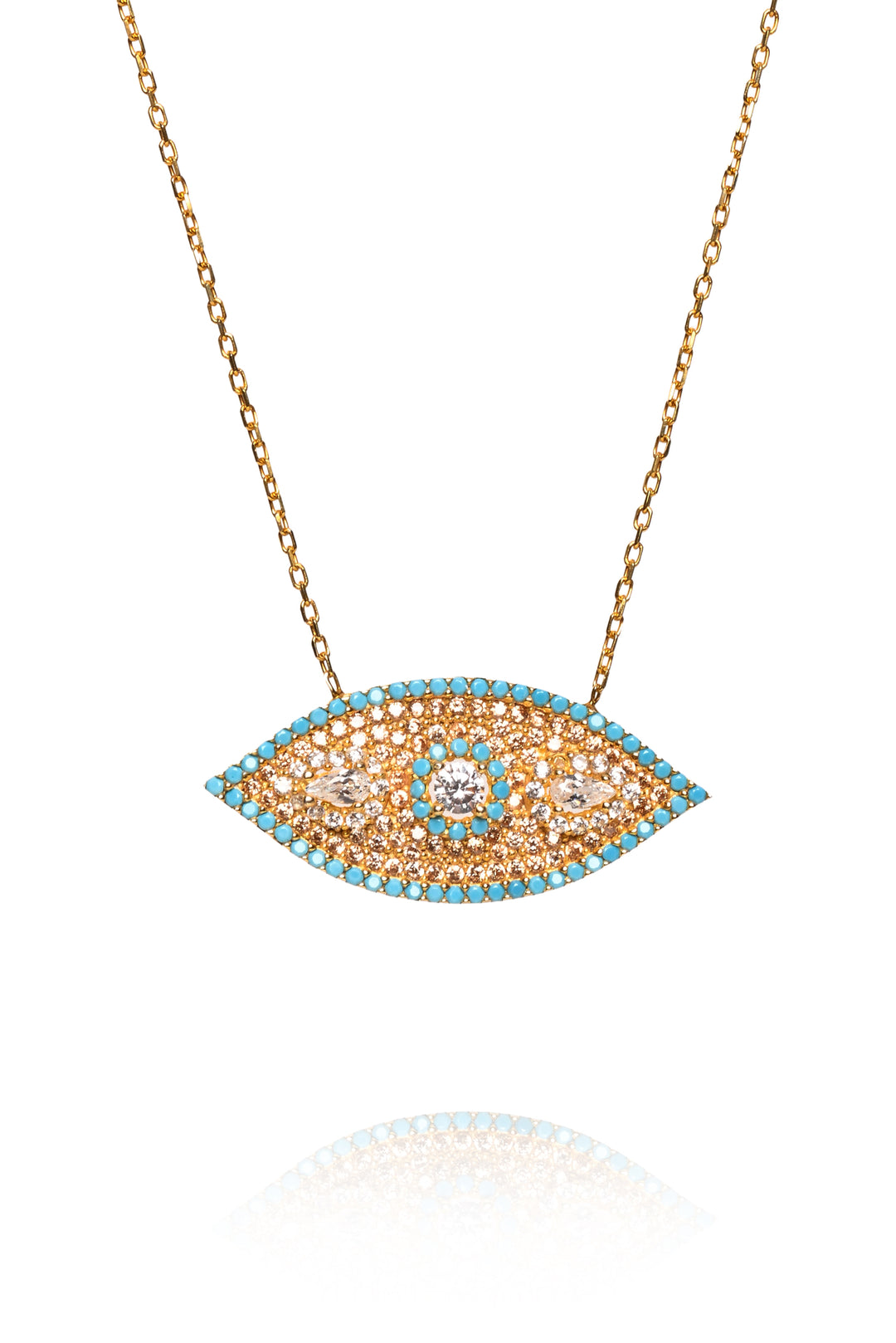 Simply Sublime 18KT Gold Vermeil Turquoise Crystal Evil Eye Necklace
