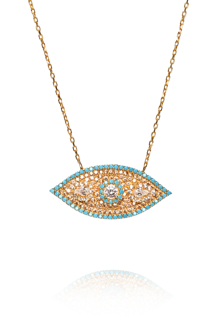 Simply Sublime 18KT Gold Vermeil Turquoise Crystal Evil Eye Necklace