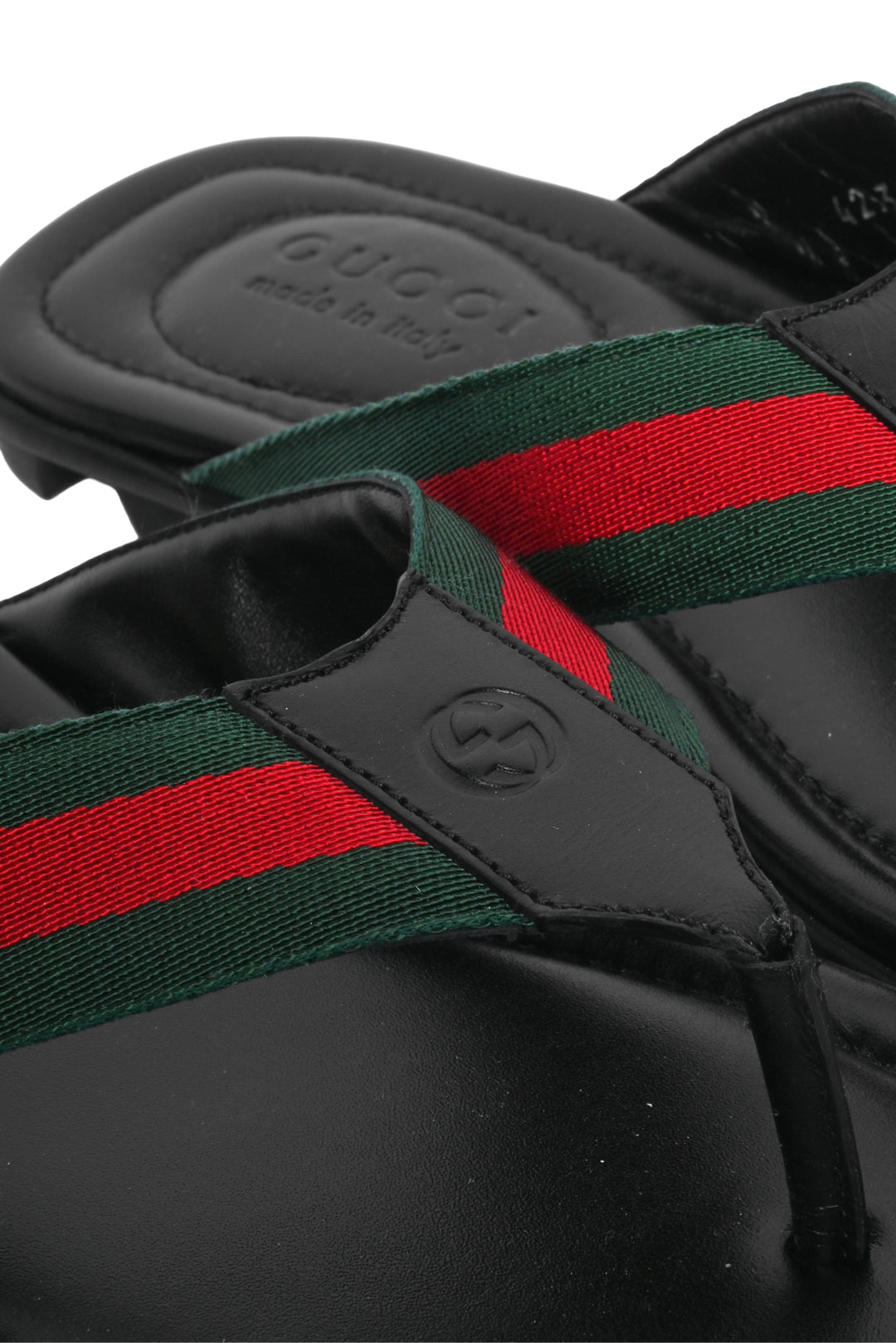 Gucci Size 8.5 Web Cleat Sole Thong Sandals