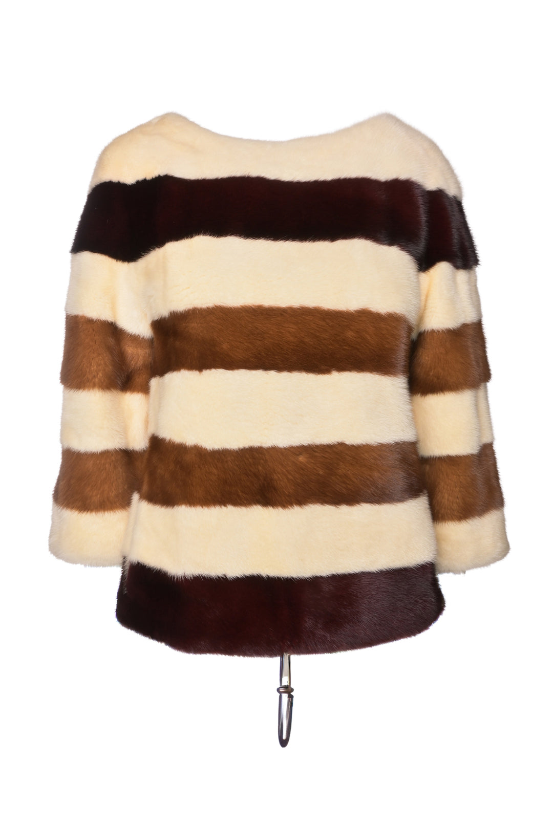 Saga Furs Size S Striped Mink Fur Sweater