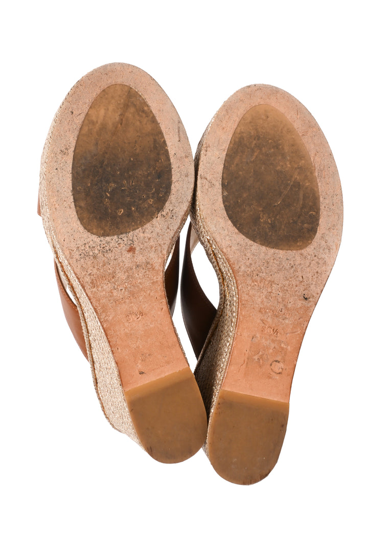 Jimmy Choo Size 36.5 Dovina 100 Leather Wedge Sandals