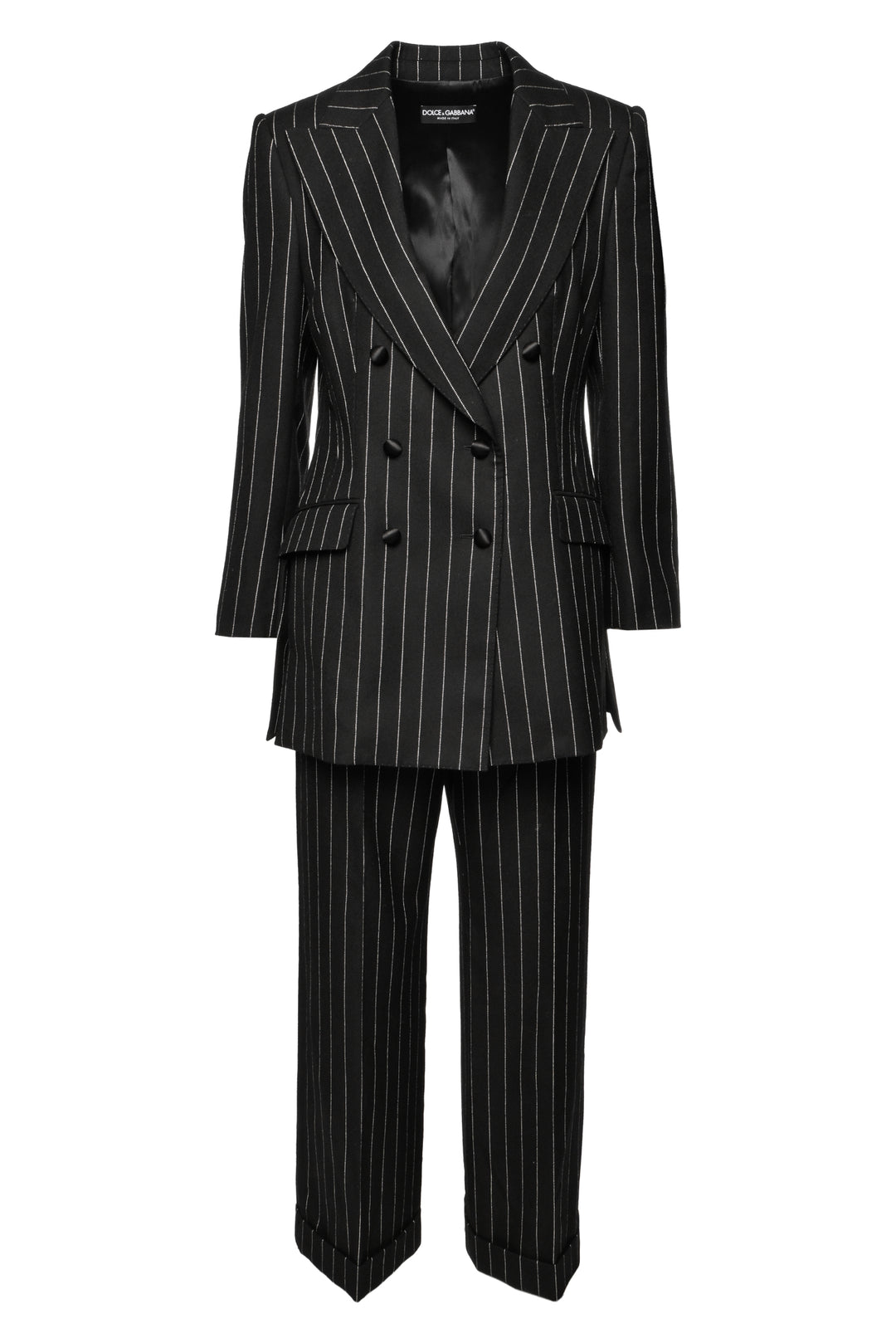 Dolce & Gabbana Size 46/42 Double Breasted Pinstripe Wool Blazer & Pant Suit