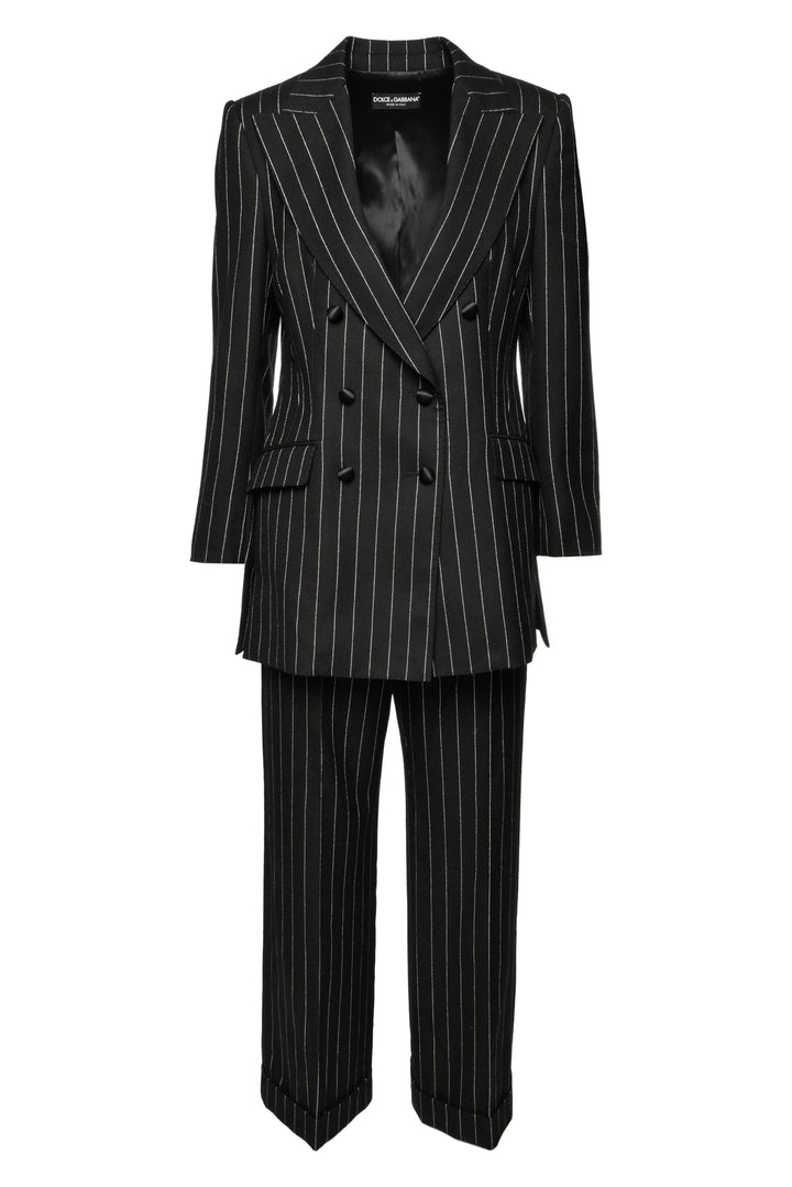 Dolce & Gabbana Size 46/42 Double Breasted Pinstripe Wool Blazer & Pant Suit