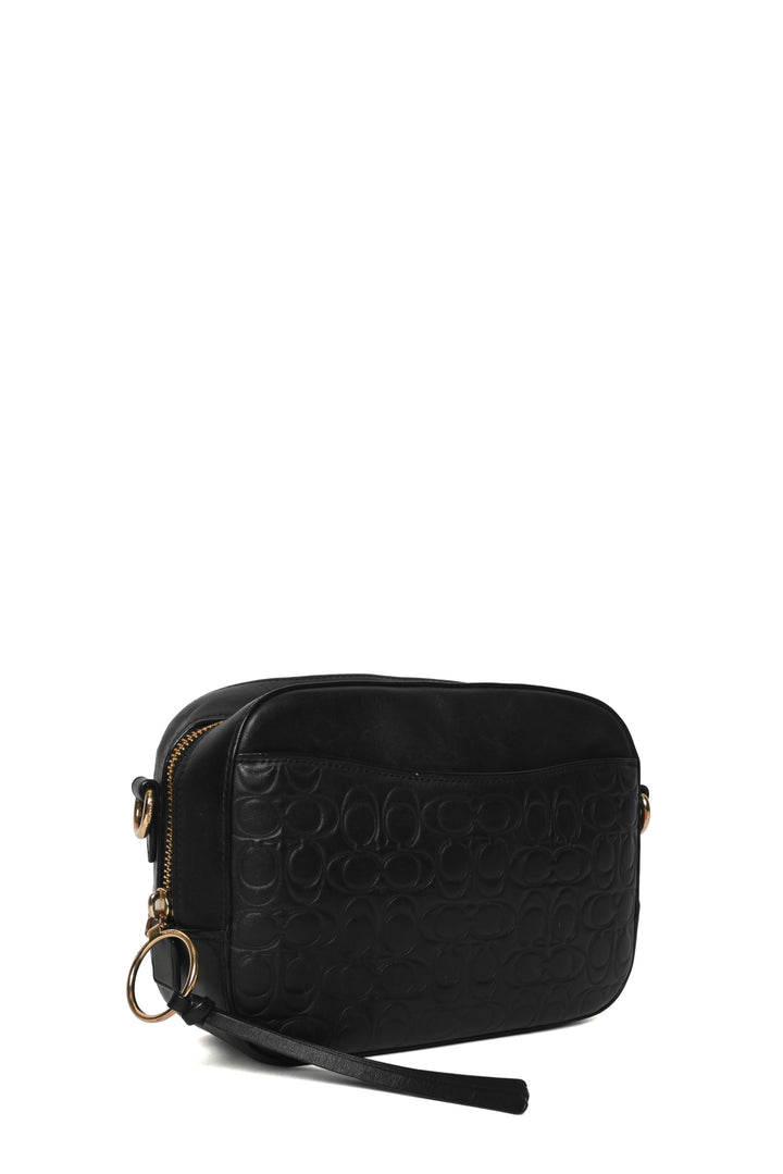 Coach Signature Embossed Leather Camera Bag Crossbody
