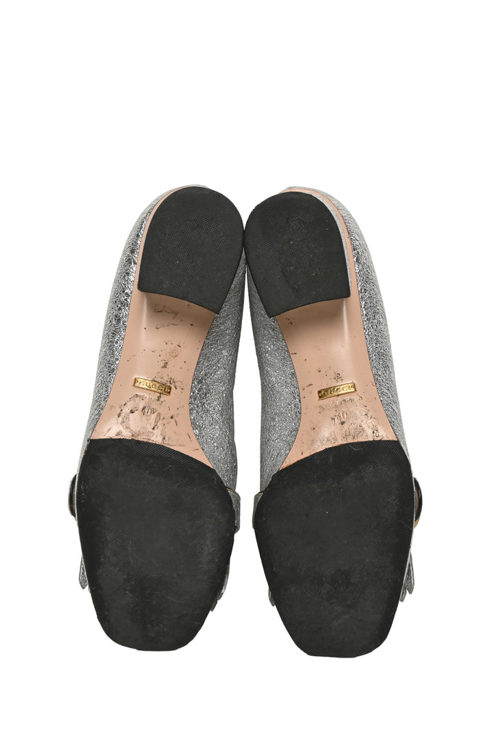 Gucci Size 40 Galassia GG Marmont Fringe Loafer Pumps