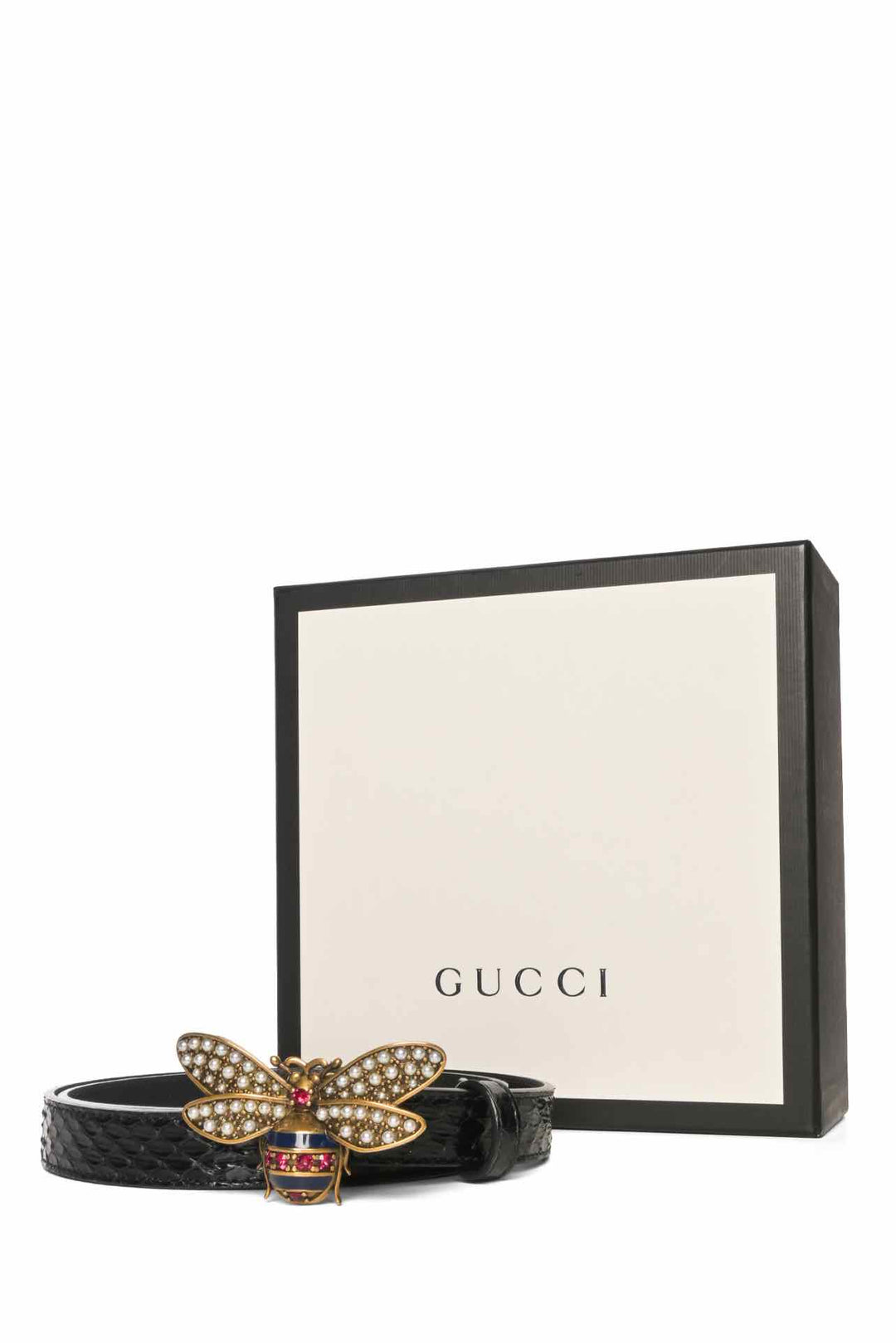 Gucci Size 34 Queen Margaret Bee Croc Effect Belt