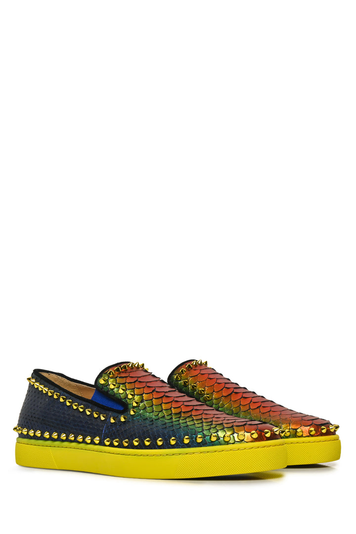 Mens Shoe Size 41.5 Christian Louboutin Men's Pik Boat Python Sneakers