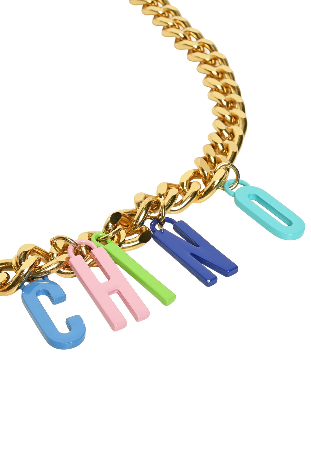 Moschino Size OS Logo Enamel Chain Belt