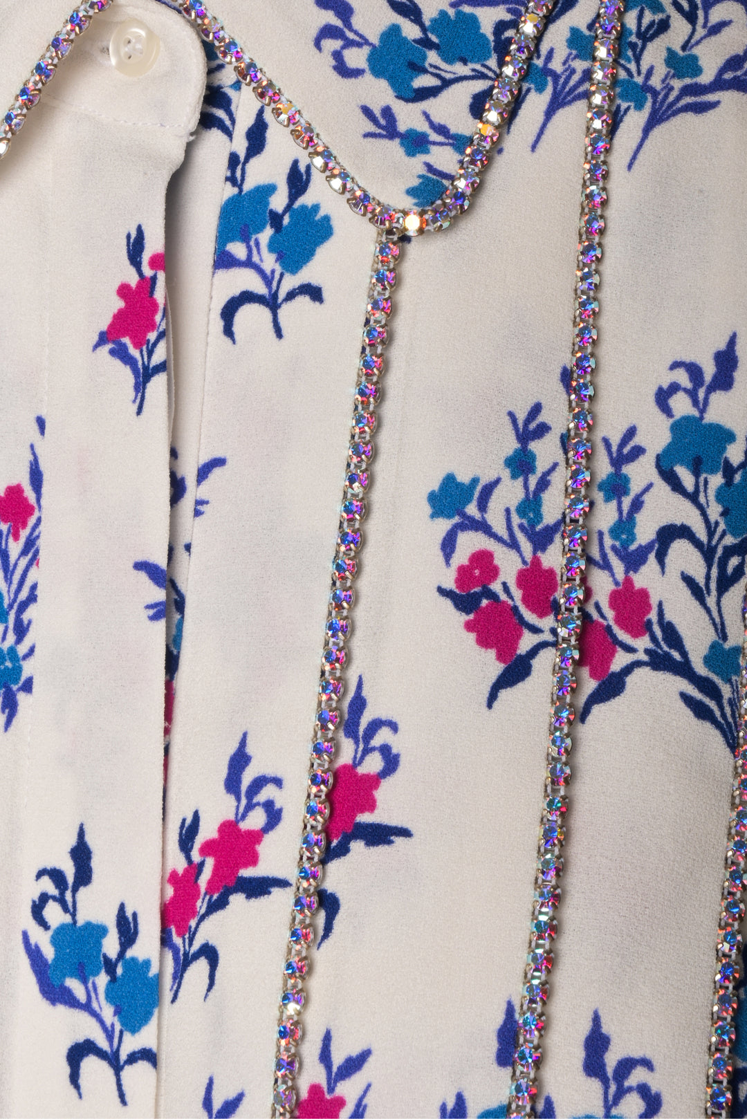 Area Size 10 Crystal Embellished Floral Crepe Blouse