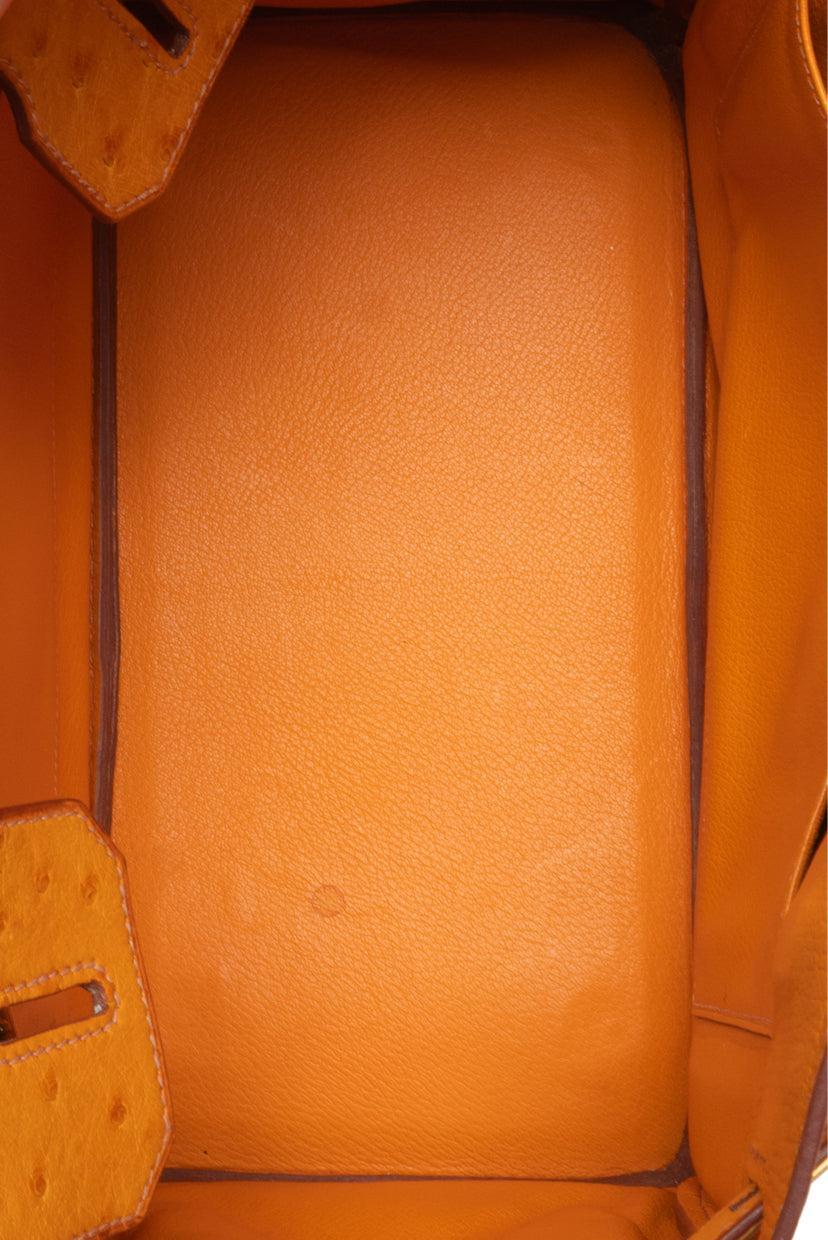 Hermes 1999 Saffron Ostrich Leather Birkin 30