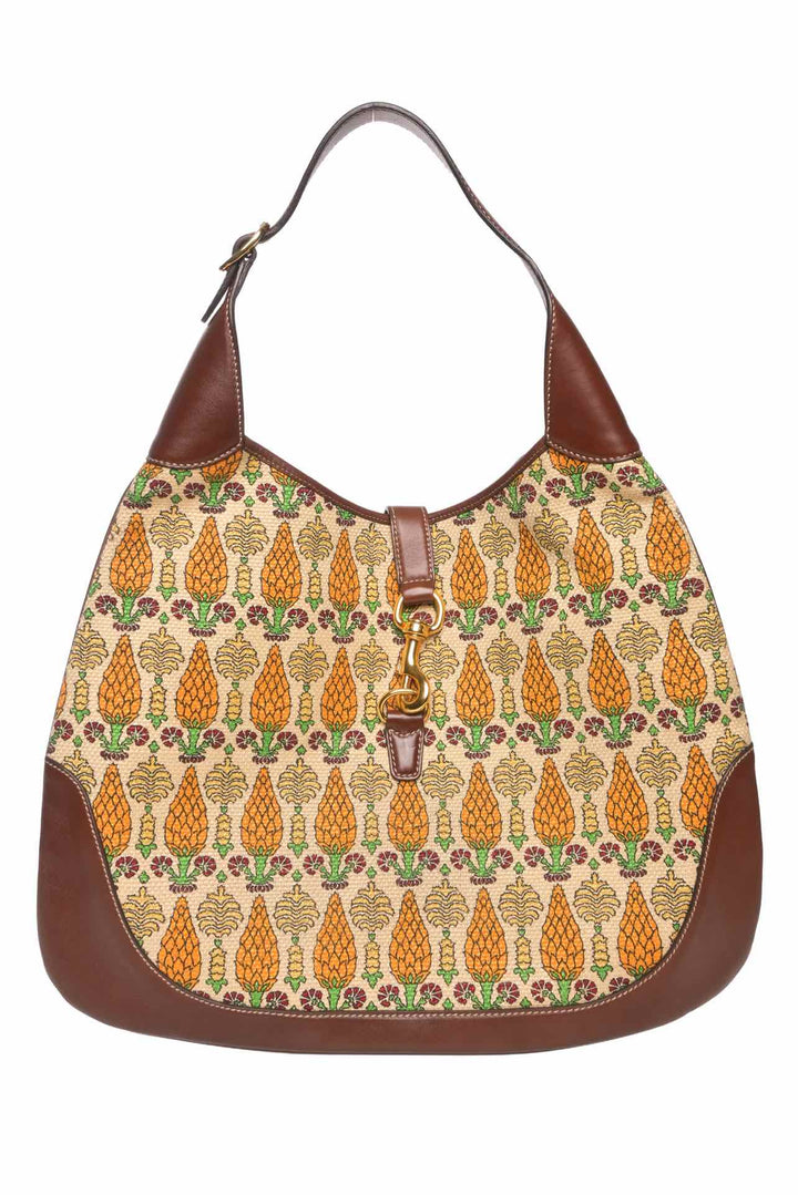 Gucci Pineapple Print Canvas Jackie O Bouvier Bag