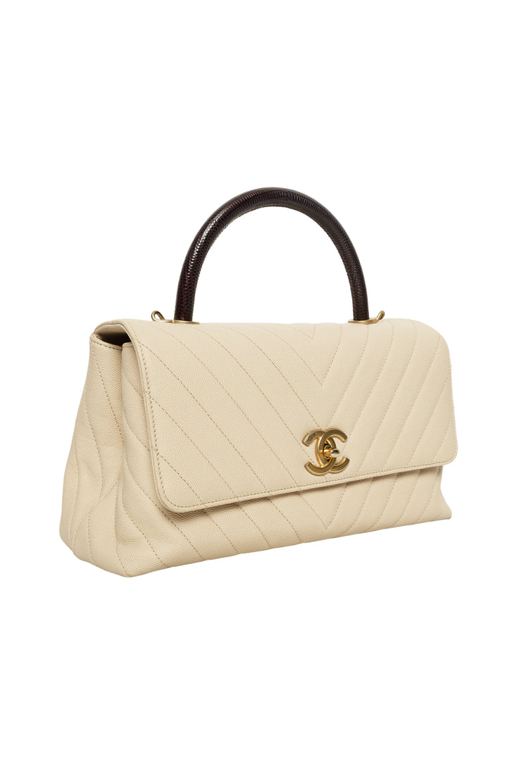 Chanel 2019 Medium Coco Lizard Top Handle Flap Bag