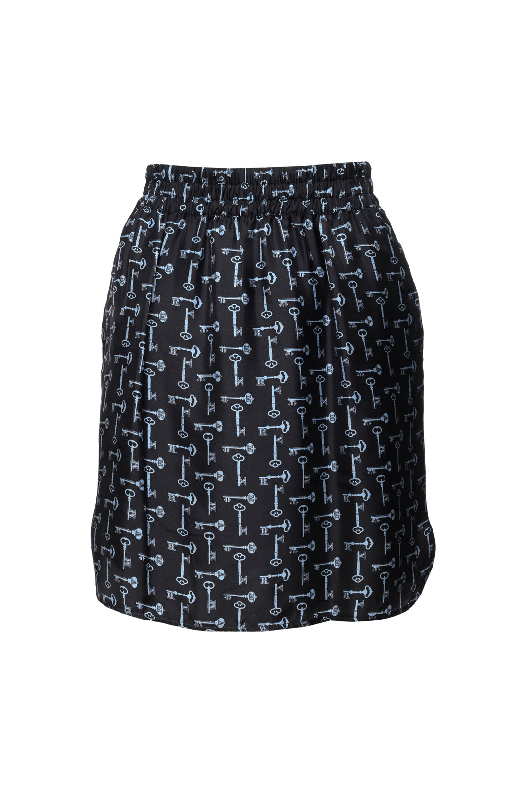 Max Mara Size 6 All Over Key Print Silk Top & Skirt Set