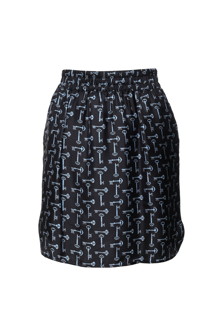 Max Mara Size 6 All Over Key Print Silk Top & Skirt Set